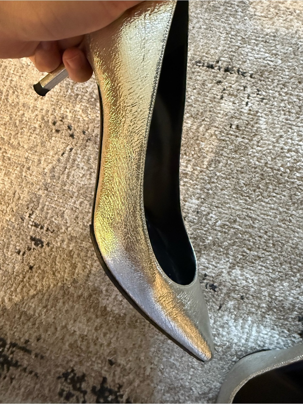 Saint Laurent Metallic Silver Pointed Toe Pumps for Women - Picture 7 of 7